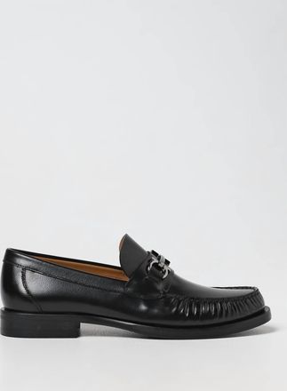 Ferragamo Mens Leather Moccasin Shoes In Navy