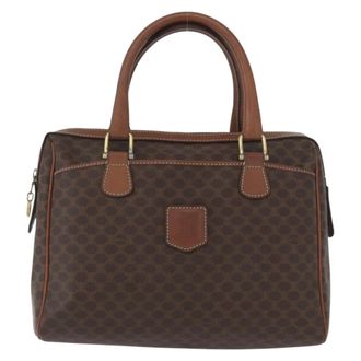 Celine Vintage Macadam Handbag Canvas And Leather Brown Canvas Handbag (Pre-Owned)