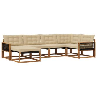 vidaXL Conjunto De Sof&aacute;s De Exterior Con Coj&iacute;n 6 Pcs Natural Y Beige Vidaxl