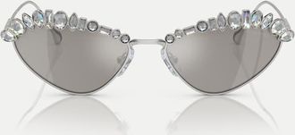 Swarovski Occhiali da sole irregolari argento con lenti a specchio