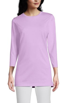 Lands End 3/4 Sleeve Cotton Supima Tunic in Lilac Breeze at Nordstrom, Size X-Large P