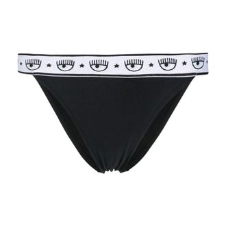 Chiara Ferragni Underpants, female, Black, S, Eye Design Black Bikini Bottom