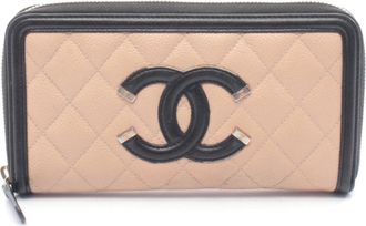Chanel Black Pink Leather Long Wallet (Bi-Fold) (Pre-Owned)