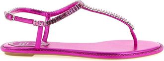 Rene Caovilla Diana Leren Sandaal - Dames - Sandalen - Roze - 37 EU - Leer - Schoenen