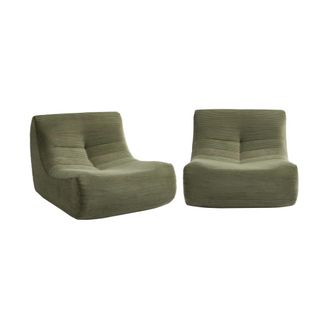 Sweeek Sof&aacute; envasado al vac&iacute;o modular de pana, 2 plazas, verde kaki