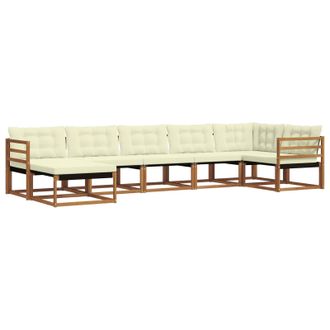 vidaXL Conjunto De Sof&aacute;s De Exterior Con Coj&iacute;n 7 Pcs Natural Y Crema Vidaxl