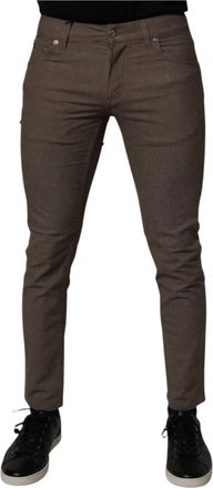 Dolce & Gabbana Bruine Katoenen Stretch Chino Broek - Heren - Slim Fit Broeken - Bruin - S - Katoen - Broeken