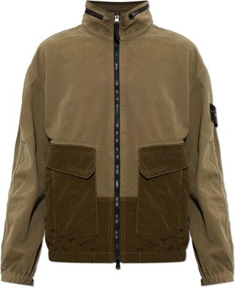 Stone Island Jas met verborgen capuchon - Heren - Zomerjassen - Groen - M - Katoen - Jassen