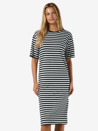 Noisy May Maxikleid NOISY MAY NMMAYDEN 2/4 DRESS NOOS, Damen, Gr. XL, N-Gr, schwarz stripes:hellwei&szlig;, Obermaterial: 65% Polyester, 35% Viskose, gestreift, unifa
