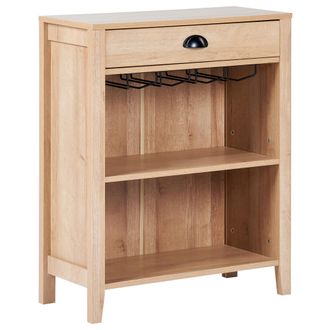 Beliani Beliani - Aparador Tradicional Elegante Sala De Estar Caj&oacute;n 2 Estantes Porta Copas Madera Clara Walkerstone