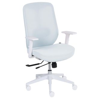 Beliani Silla De Oficina Ergon&oacute;mica Con Soporte Lumbar Reposabrazos Ajustables Asiento Deslizante De Malla Azul Claro Zeler