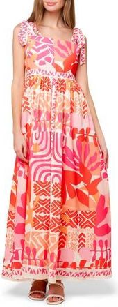 Flying Tomato Bold Print Maxi Dress in Pink/Orange at Nordstrom Rack, Size Medium