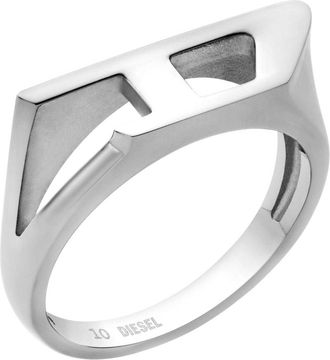 Diesel Stainless steel signet ring - Rings - Unisex - Silver