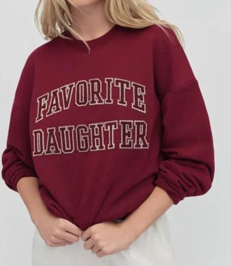 Favorite Daughter Collegiate Embroidery Sweatshirt In Burgundy