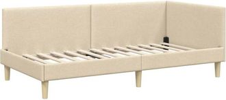 vidaXL Corner Bed Frame with Headboard Cream 80 cm x 200 cm Fabric vidaXL