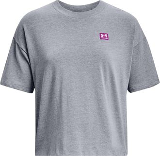 Under Armour Womens LC Oversized Short Sleeve T-Shirt Steel Light S