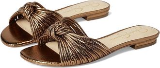 Jessica Simpson Dydra Knotted Flat Sandals Womens Sandals Bronze : 7.5 M, Faux Leather