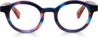 Eyebobs TV Party 41mm Round Reading Glasses in Purple /Orange Multi at Nordstrom, Size +1.25