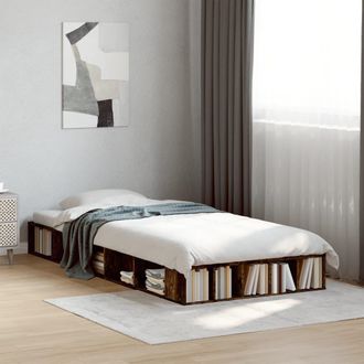 vidaXL Estructura De Cama Madera De Ingenier&iacute;a Roble Humo 100x200 Cm Vidaxl