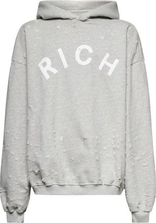 John Richmond Hoodie met Frontale Tekst - Heren - Hoodies - Grijs - S - Katoen - Hoodies & sweatvesten