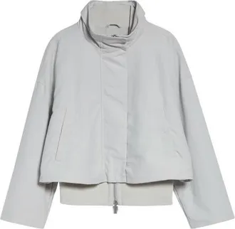 Emporio Armani Layered Cropped Windbreaker in Light Grey at Nordstrom, Size 50