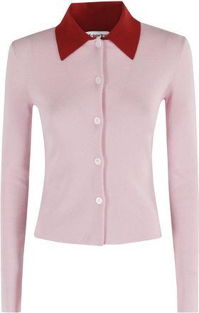 Self Portrait Merino Wool Cardigan With Contrast Polo Collar And Classic Design