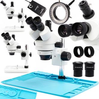 OEM Microscopio Estereosc&oacute;pico Trinocular Techrebal 10ht 7x - 45x Con Base Met&aacute;lica Recubierta De Silicona 48x32cm E Iluminaci&oacute;n Led Orientable 60x