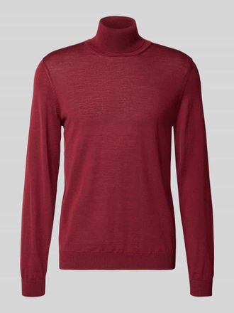 HUGO BOSS Regular Fit Rollkragenpullover aus reiner Schurwolle Modell MUSSO in Rot, Gr&ouml;&szlig;e L