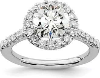 Diamond2Deal 14K White Gold 1/2 Ct Lab Grown Diamond Round Halo Engagement Ring