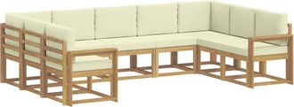 vidaXL Conjunto De Sof&aacute;s De Exterior 9 Uds. Blanco Y Crema Vidaxl