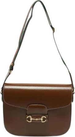 Gucci Pre-owned Leather Schoudertas - Dames - Vintage Schoudertas - Bruin - ONE Size - Leer - Vintage