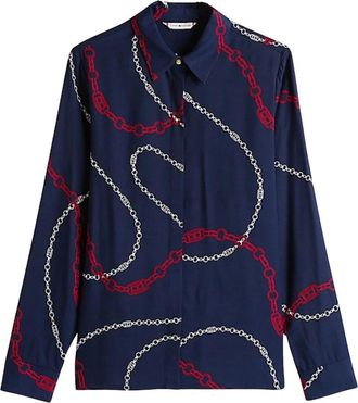 Tommy Hilfiger Soft Viscose Regular LS Shirt - Dames - Overhemden - Veelkleurig - M - Overhemden
