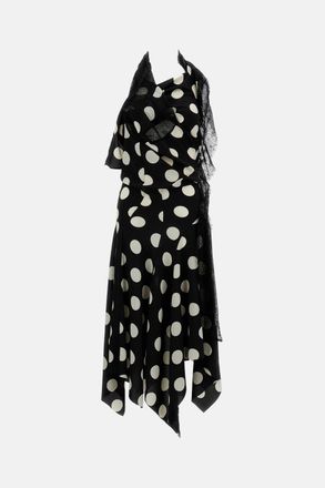 Junya Watanabe Abito Midi A Pois Con Pizzo