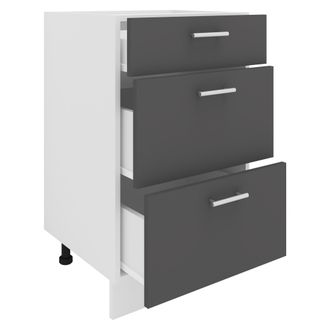 ebuy24 Gabinete De Cocina Vcm Dimensiones Aprox. Al. 82 X An. 50 X. T. 46 Cm Gabinete Inferior Con Tres Cajones Muebles De Cocina - Esilo (blanco / Antracita
