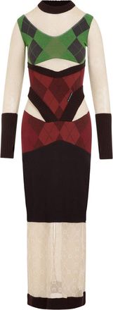 Marine Serre Multicolor Regenerated Lozenge Knit Fitted Cotton Dress-Donna