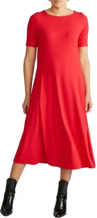 Universal Standard Serena Short Sleeve Jersey Midi Dress in Lipstick Red at Nordstrom, Size Xl