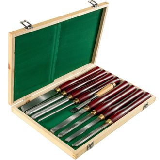 OEM Herramientas Para Torneado De Madera, Fabricadas En Acero Al Carbono, Dise&ntilde;o Ergon&oacute;mico, 8 Piezas - Rojo
