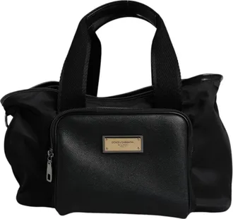 Dolce & Gabbana Mens Black Shoulder Strap Pet Carry Logo Plaque Bag Nylon Leather Acrylic