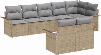 vidaXL Garden Sofa Set with Storage 8 pcs Beige Poly Rattan vidaXL