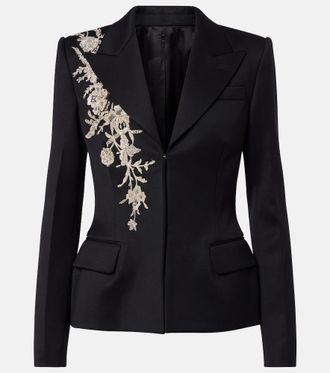 Alexander McQueen Blazer de lana bordado floral