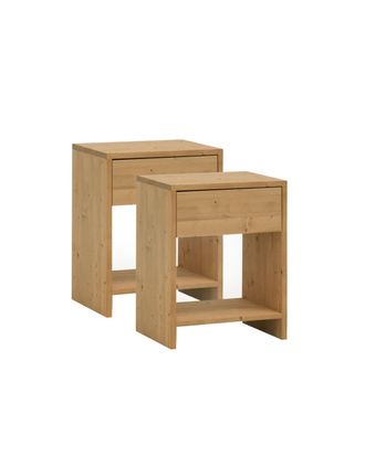 Deco Wood Pack de 2 mesitas de noche de madera marrón claro 50x40cm
