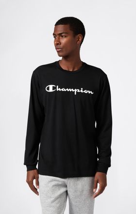 Champion T-Shirt CHAMPION BASICS Long-Sleeve T-Shirt Large Logo, Herren, Gr. XXL (60/62), schwarz (nbk, ns), Obermaterial: 100% Baumwolle, Shirts T-Shirt