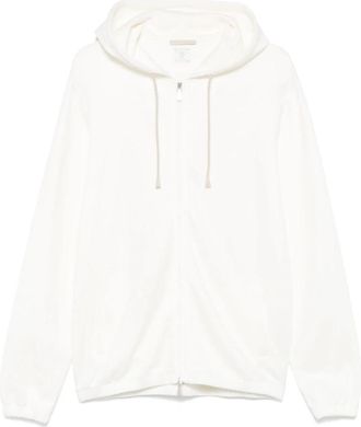 Eleventy Ritssluiting Katoenen Hoodie - Heren - Vesten met rits - Wit - L - Katoen - Hoodies & sweatvesten