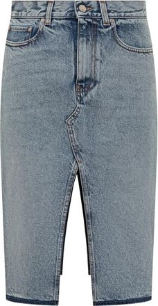 Stella McCartney Midi Rokken met Splitten en Zakken - Dames - Spijkerrokken - Blauw - XS - Denim - Rokken