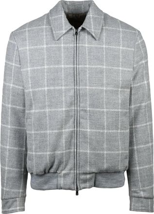 LUIGI BORRELLI NAPOLI Grey Wool-Silk Aviator Jacket