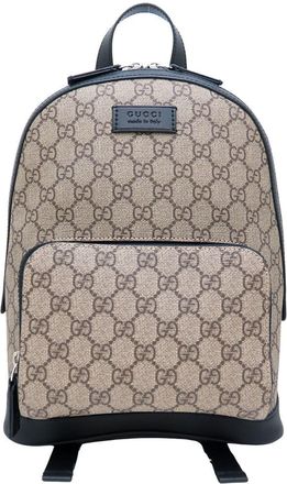 Gucci Beige Black Gg Supreme Leather Backpack (Pre-Owned)