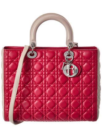 Dior Pink Lambskin Leather Cannage Large Lady Dior (Authentic Pre-Loved)