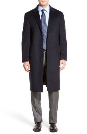 Hart Schaffner Marx Sheffield Classic Fit Wool & Cashmere Overcoat in Navy at Nordstrom, Size 50 R