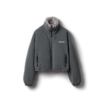 Miu Miu Fleece Down Jacket, Woman, Grey, Size 36
