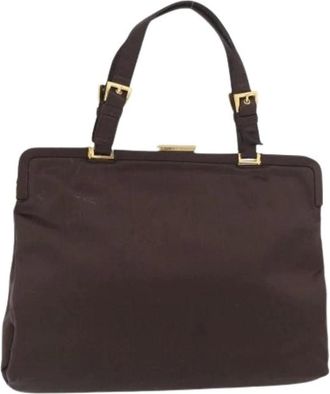 Prada Pre-owned Handbags, female, Brown, Size: ONE SIZE Pre-owned Vintage Satin Tote Bag